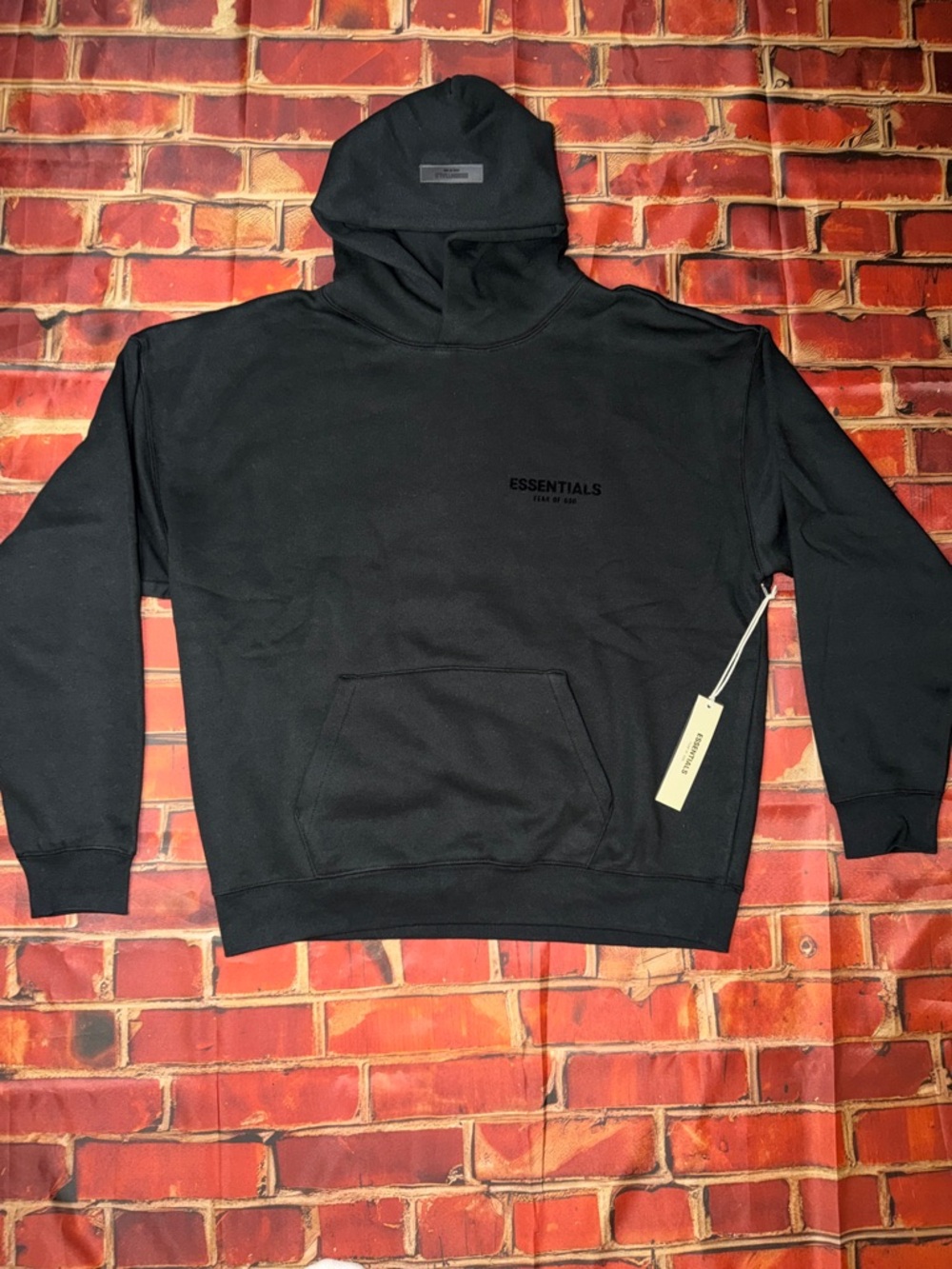 ESSENTIALS Black Pullover Hoodie Mens Large “Stretch lim” 100% Authentic - Picture 3 of 6